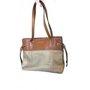 Michael Kors Brown Leather & Fabric Tote Bag